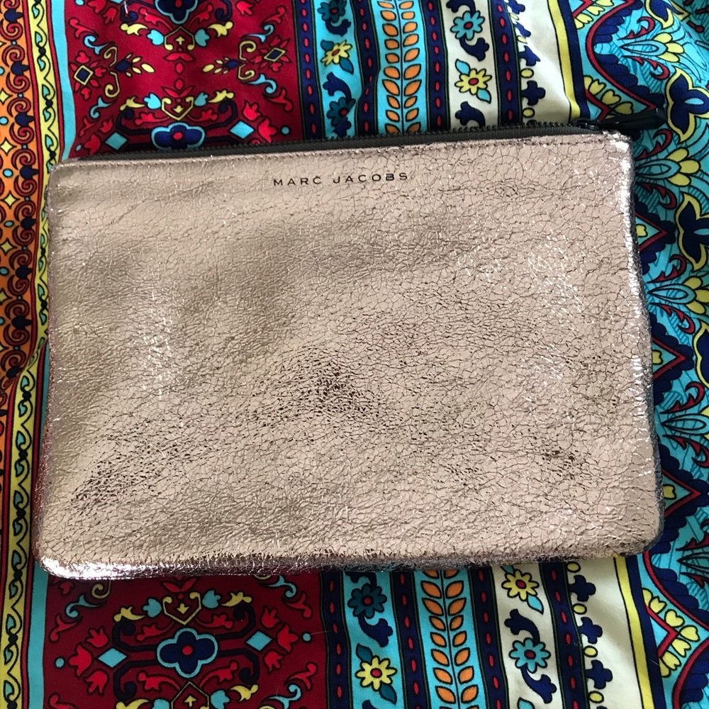Marc Jacobs Rose Gold Leather Makeup Bag